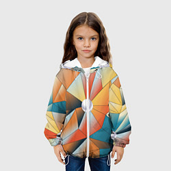 Куртка с капюшоном детская Жемчужина - градиент из полигональных треугольнико, цвет: 3D-белый — фото 2