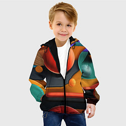 Куртка с капюшоном детская Геометрия фигур, цвет: 3D-черный — фото 2