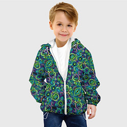 Куртка с капюшоном детская Абстрактный психодел, цвет: 3D-белый — фото 2
