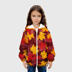 Куртка с капюшоном детская Кленовые листья паттерном, цвет: 3D-белый — фото 2