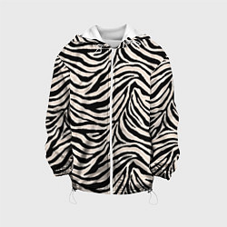 Куртка с капюшоном детская Полосатая шкура зебры, белого тигра, цвет: 3D-белый