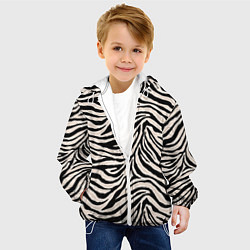 Куртка с капюшоном детская Полосатая шкура зебры, белого тигра, цвет: 3D-белый — фото 2