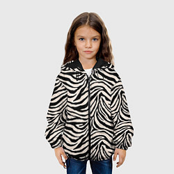 Куртка с капюшоном детская Полосатая шкура зебры, белого тигра, цвет: 3D-черный — фото 2