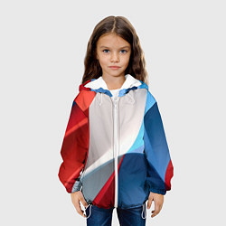 Куртка с капюшоном детская Абстракция белый синий красный, цвет: 3D-белый — фото 2