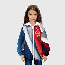 Куртка с капюшоном детская Герб России абстракция, цвет: 3D-белый — фото 2