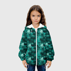 Куртка с капюшоном детская Абстрактные зеленые шишки, цвет: 3D-белый — фото 2