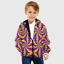 Куртка с капюшоном детская Красочная иллюзия вращения, цвет: 3D-черный — фото 2