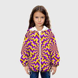 Куртка с капюшоном детская Желто-фиолетовая иллюзия вращения, цвет: 3D-белый — фото 2