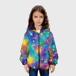 Куртка с капюшоном детская Звездный космос, сияющий волшебством, цвет: 3D-черный — фото 2