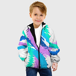Куртка с капюшоном детская Абстрактный рисунок неоновых тонов, цвет: 3D-черный — фото 2
