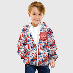 Куртка с капюшоном детская Красный герб России, цвет: 3D-белый — фото 2