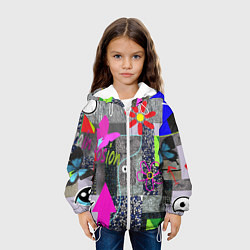 Куртка с капюшоном детская Техника пэчворк, цвет: 3D-белый — фото 2