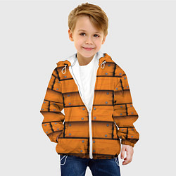 Куртка с капюшоном детская Оранжевый забор, цвет: 3D-белый — фото 2