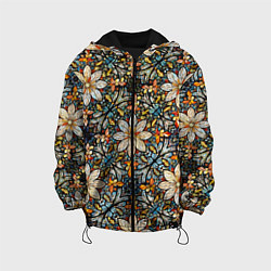 Куртка с капюшоном детская Витражная мозайка, цвет: 3D-черный