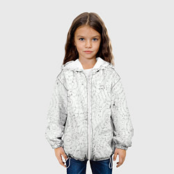Куртка с капюшоном детская Хаотичная черно-белая рябь - узор Хуф и Ся, цвет: 3D-белый — фото 2