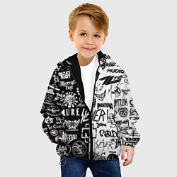 Куртка с капюшоном детская Логотипы лучших рок групп, цвет: 3D-черный — фото 2