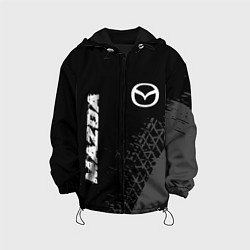 Детская куртка Mazda speed на темном фоне со следами шин: надпись