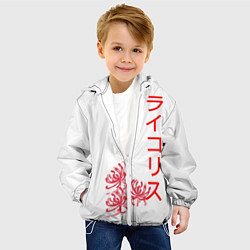 Куртка с капюшоном детская Ликорис, иероглифы красные, цвет: 3D-белый — фото 2