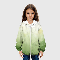 Куртка с капюшоном детская Абстрактный лаймовый акварельный фон, цвет: 3D-белый — фото 2