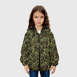 Куртка с капюшоном детская Магические грибы - камуфляж, цвет: 3D-черный — фото 2