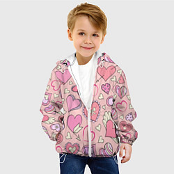 Куртка с капюшоном детская Many many hearts, цвет: 3D-белый — фото 2