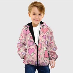 Куртка с капюшоном детская Many many hearts, цвет: 3D-черный — фото 2