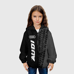 Куртка с капюшоном детская Audi speed на темном фоне со следами шин: по-верти, цвет: 3D-черный — фото 2