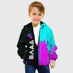 Куртка с капюшоном детская Влад и неоновый герб России: по-вертикали, цвет: 3D-черный — фото 2