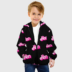 Куртка с капюшоном детская Логотип Кен - патерн, цвет: 3D-черный — фото 2
