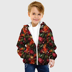 Куртка с капюшоном детская Тропические цветы, цвет: 3D-белый — фото 2