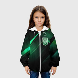Куртка с капюшоном детская Герб РФ зеленый черный фон, цвет: 3D-белый — фото 2