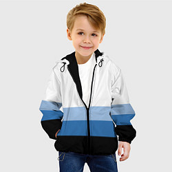 Куртка с капюшоном детская Полосы синий, цвет: 3D-черный — фото 2