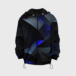 Куртка с капюшоном детская Black blue abstract, цвет: 3D-черный