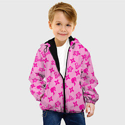 Куртка с капюшоном детская Барби паттерн розовый, цвет: 3D-черный — фото 2