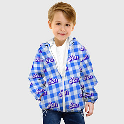 Куртка с капюшоном детская Голубая клетка паттерн - Кен, цвет: 3D-белый — фото 2