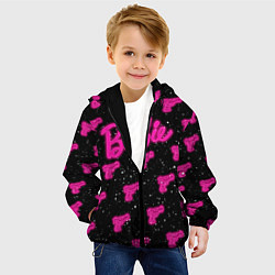 Куртка с капюшоном детская Неоновое оружие и Барби, цвет: 3D-черный — фото 2