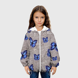 Куртка с капюшоном детская Газетные обрывки и синие бабочки, цвет: 3D-белый — фото 2