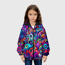 Куртка с капюшоном детская Кислотные монстры, цвет: 3D-черный — фото 2