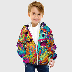 Куртка с капюшоном детская Космические зубастые чудовища, цвет: 3D-белый — фото 2