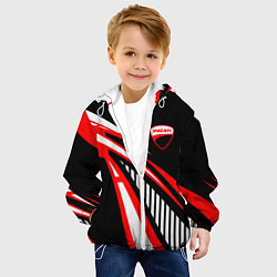 Куртка с капюшоном детская Ducati- красные абстрактные фигуры, цвет: 3D-белый — фото 2