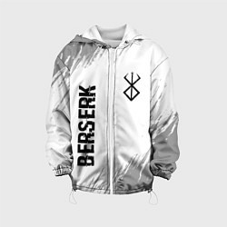 Куртка с капюшоном детская Berserk glitch на светлом фоне: надпись, символ, цвет: 3D-белый