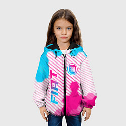 Куртка с капюшоном детская Fiat neon gradient style: надпись, символ, цвет: 3D-черный — фото 2