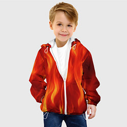 Куртка с капюшоном детская Огонь рыжий, цвет: 3D-белый — фото 2