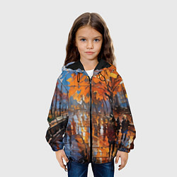 Куртка с капюшоном детская Осенний город импрессионизм, цвет: 3D-черный — фото 2