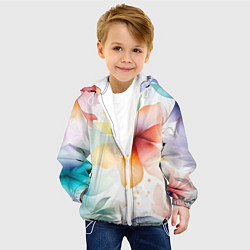 Куртка с капюшоном детская Акварельный цветочный принт, цвет: 3D-белый — фото 2