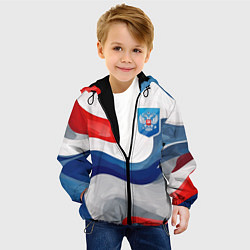 Куртка с капюшоном детская Герб России триколор, цвет: 3D-черный — фото 2