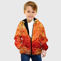 Куртка с капюшоном детская Текстура упавших осенних листьев, цвет: 3D-черный — фото 2