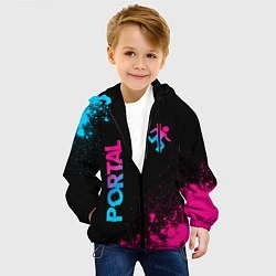 Куртка с капюшоном детская Portal - neon gradient: надпись, символ, цвет: 3D-черный — фото 2