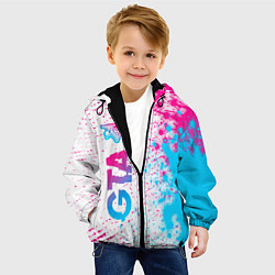 Куртка с капюшоном детская GTA neon gradient style: по-вертикали, цвет: 3D-черный — фото 2