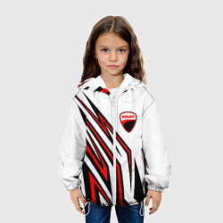 Куртка с капюшоном детская Ducati - абстрактные линии, цвет: 3D-белый — фото 2